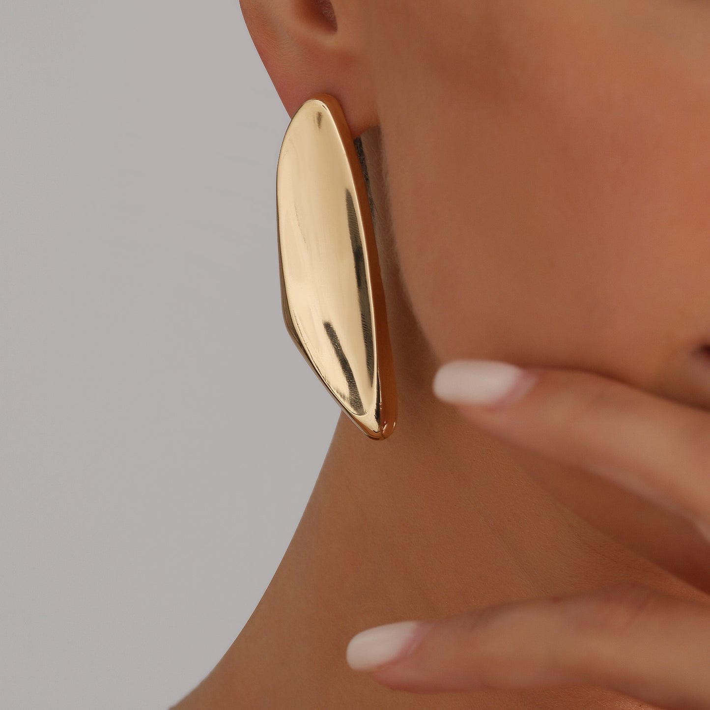Minimalist Geometric Irregular Stud Earrings in Zinc Alloy with Electroplated Finish Liquid Lava Texture Luxe Style for Women