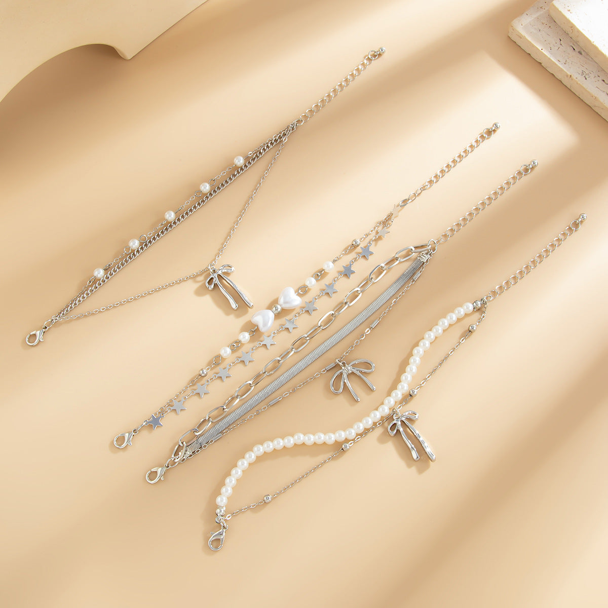 Fashionable Alloy Plated Butterfly and Star Charm Bracelet for Women
