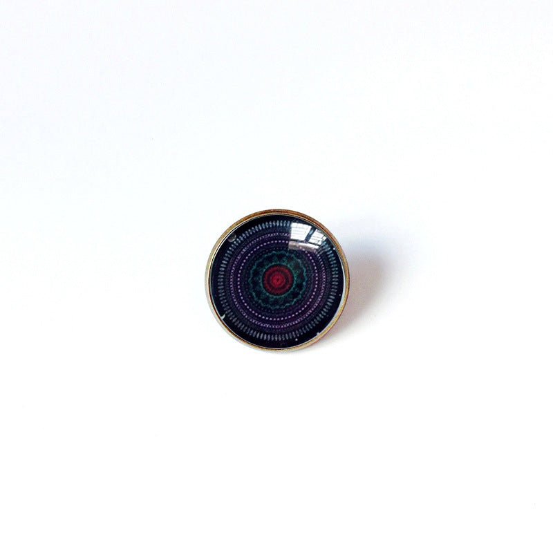 Broche floral vintage bohemio de mandala en latón con acabado chapado para mujeres y hombres