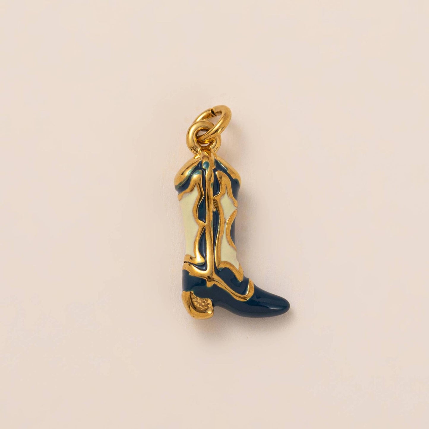 Vintage 18K Gold Plated Stainless Steel Boot Horseshoe Charm Bar