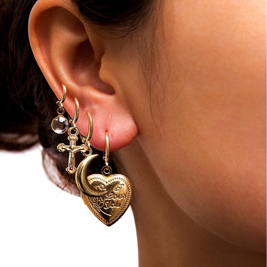 Minimalist Elegant Alloy Plated Star Shell Relief Floral Earrings for Women