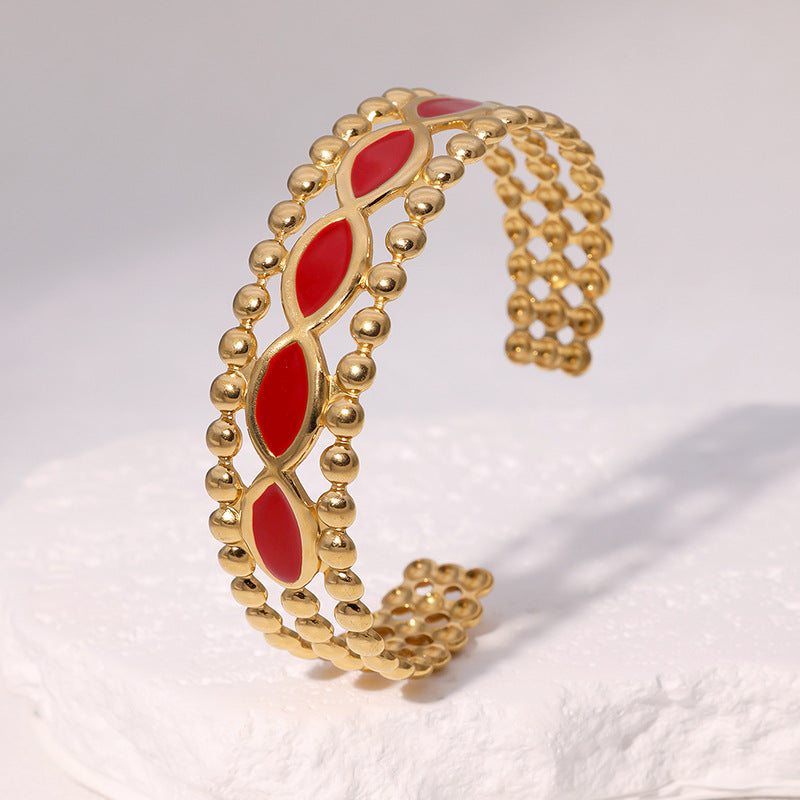 Vintage Minimalist 18K Gold Plated Stainless Steel Wide Open Cuff Bracelet for Women