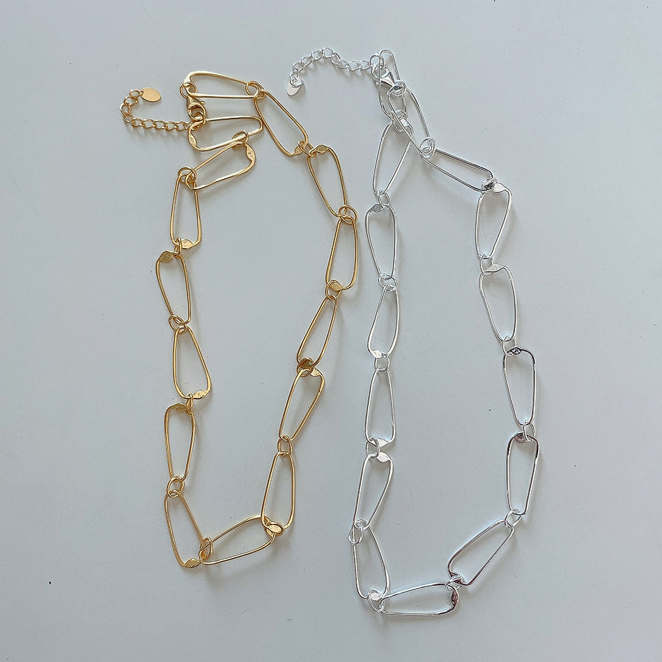 Collana Minimalista Geometrica placcata oro in argento sterling 925 con catena a sfere