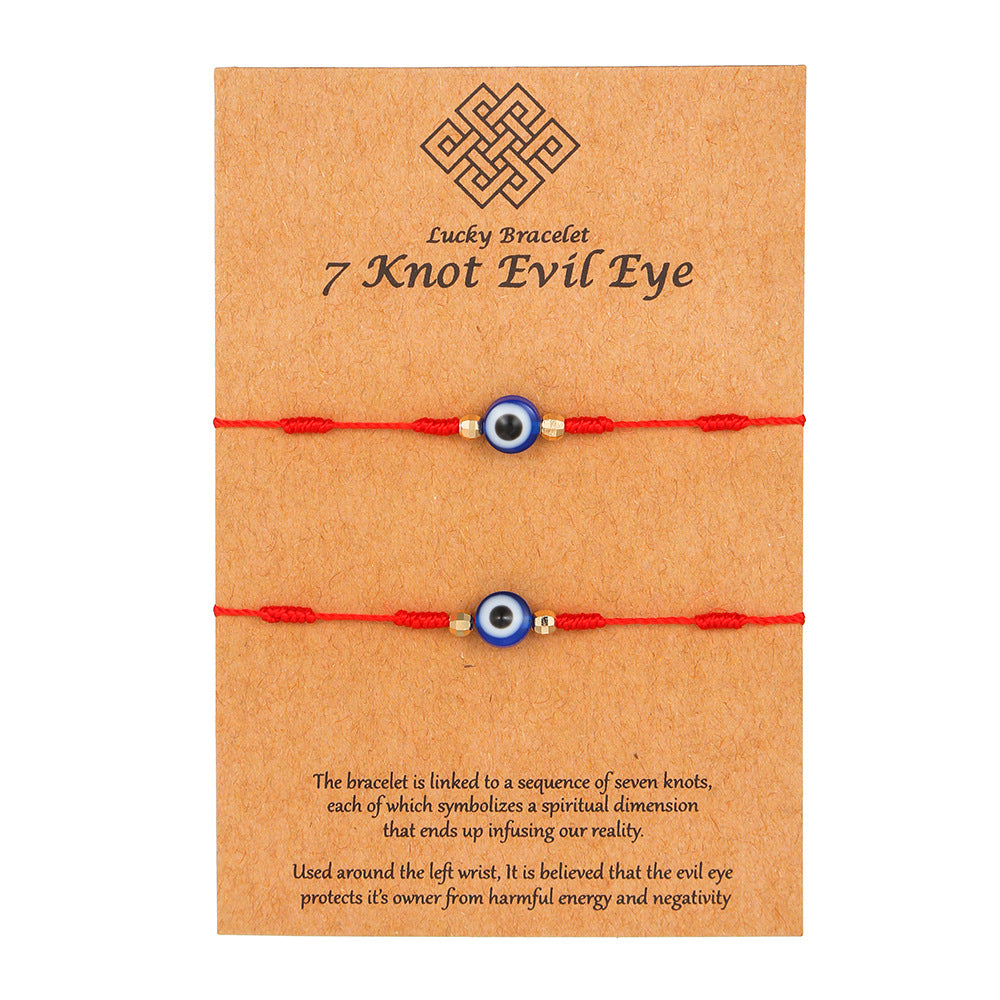 Unique Geometric Resin Braided Red String Bracelet with Evil Eye Charm for Unisex