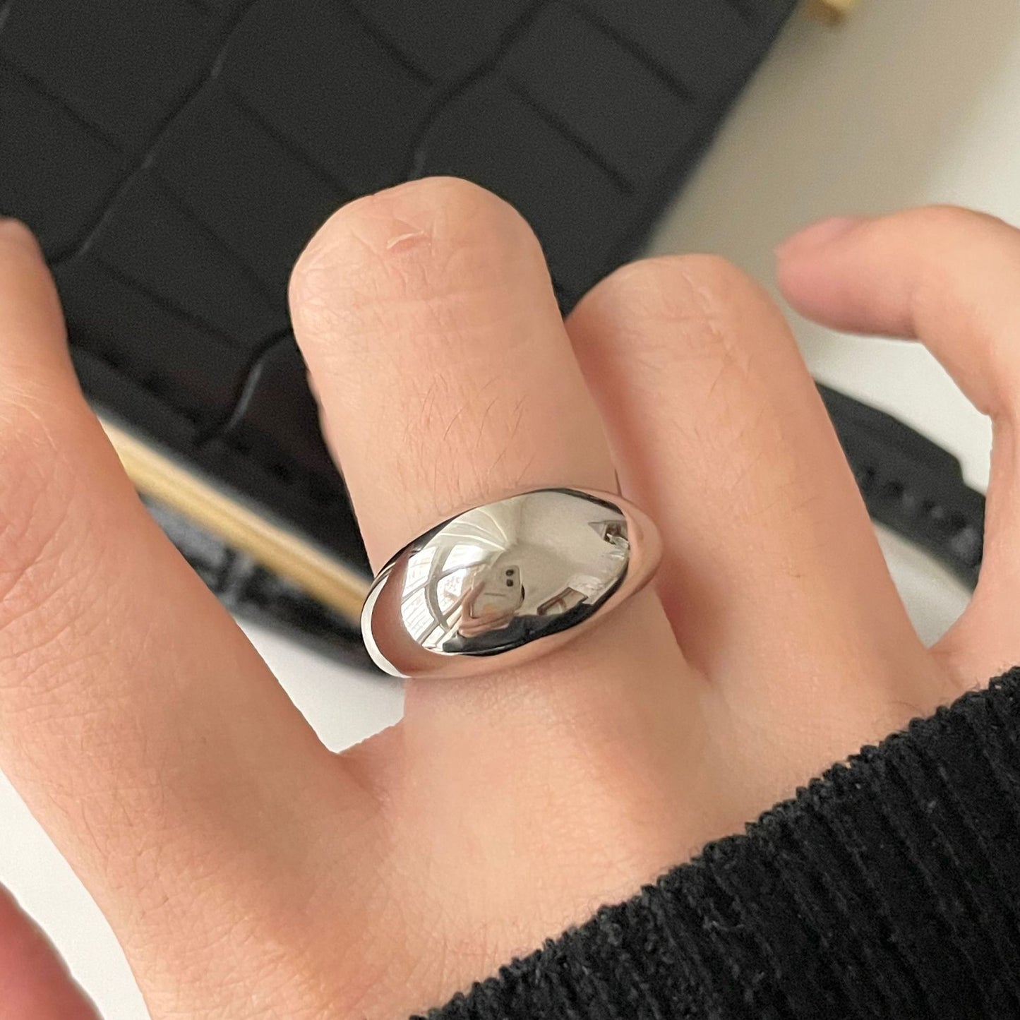 Anello da donna in argento sterling 925 lucido geometrico minimalista