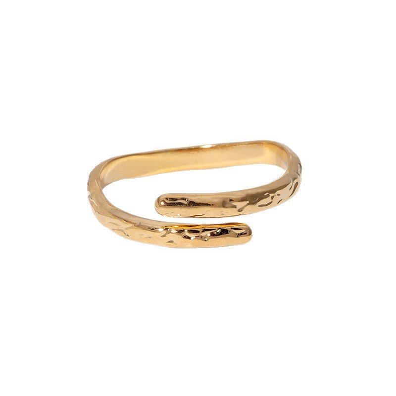 Minimalist 18K Gold Plated Geometric Stainless Steel Adjustable Ring for Women