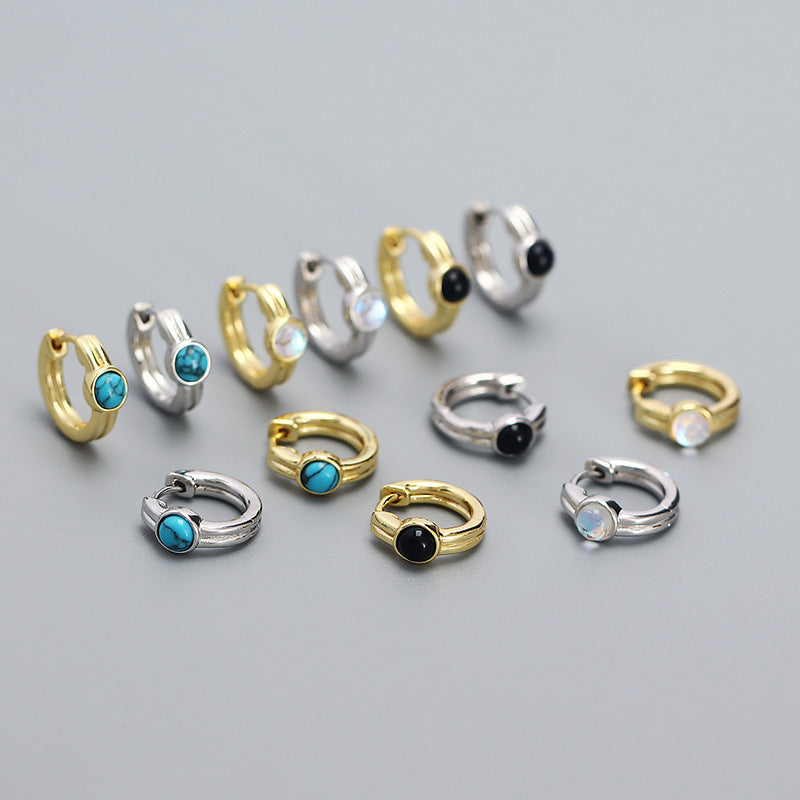 Orecchini a clip geometrici minimalisti in argento sterling S925 placcati per donna