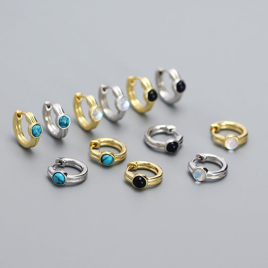 Orecchini a clip geometrici minimalisti in argento sterling S925 placcati per donna