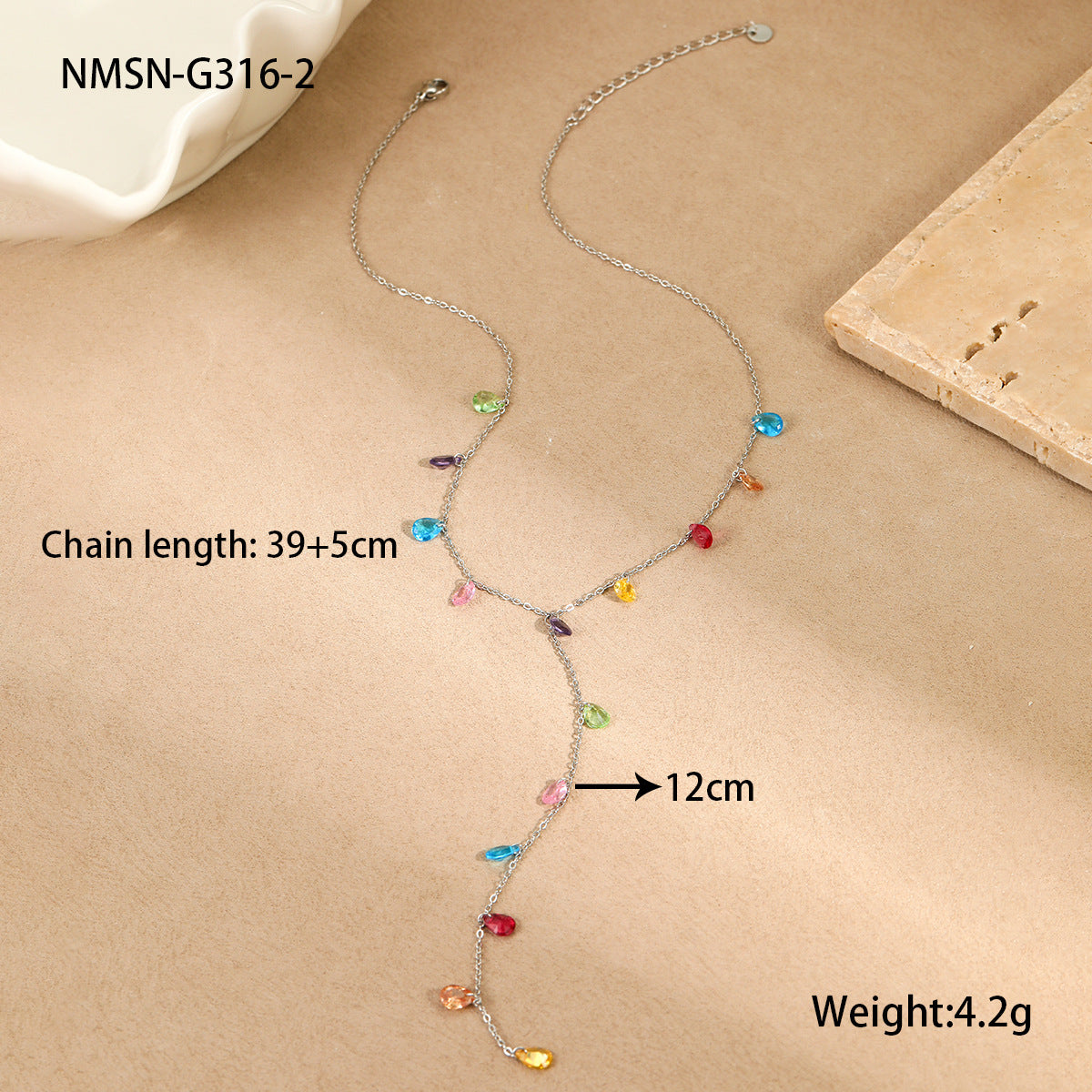 Fashionable OL Style Geometric Pendant Stainless Steel Y-Necklace with 18K Gold Plating for Women