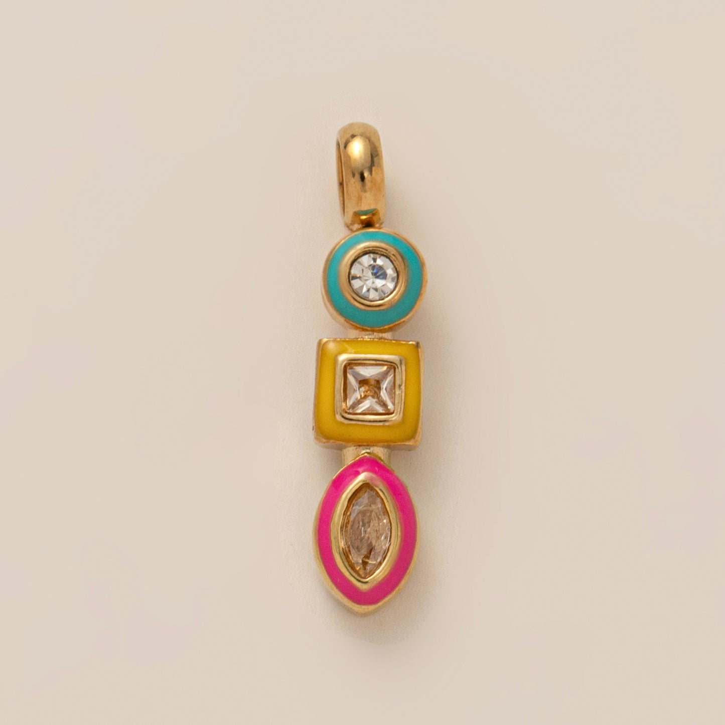 Sporty Stainless Steel PVD 18K Gold Plated DIY Charm Bar Pendant