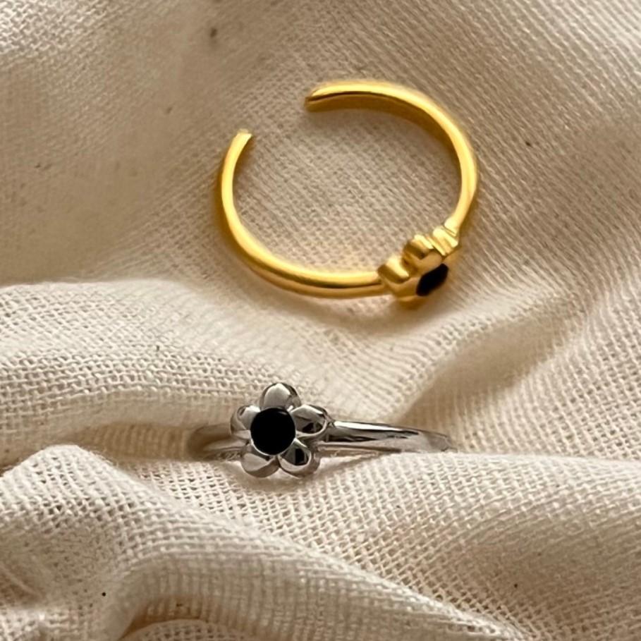 Minimalist Floral Sunflower-Shaped S925 Sterling Silver Ring for Women