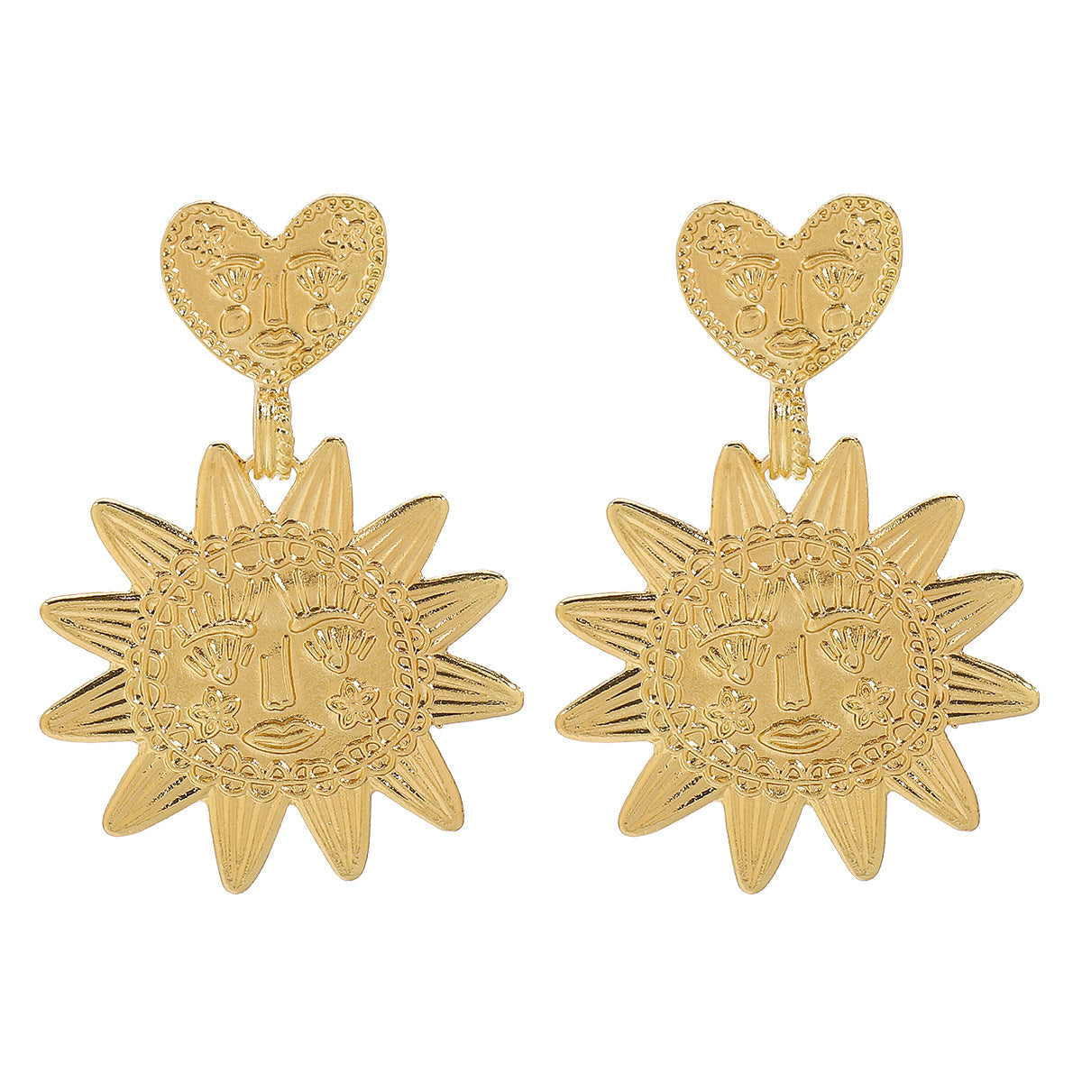 Pendientes de aro de metal geométricos para mujer con acabado galvanizado y diseño brillante irregular