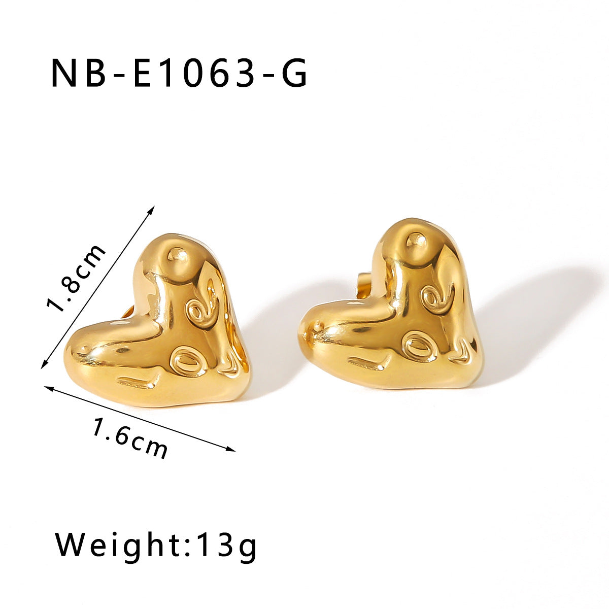 Orecchini ipoallergenici in acciaio inossidabile placcato oro 18 carati a forma di cuore con intarsio di perle a stella a otto punte geometrica a forma di C minimalista