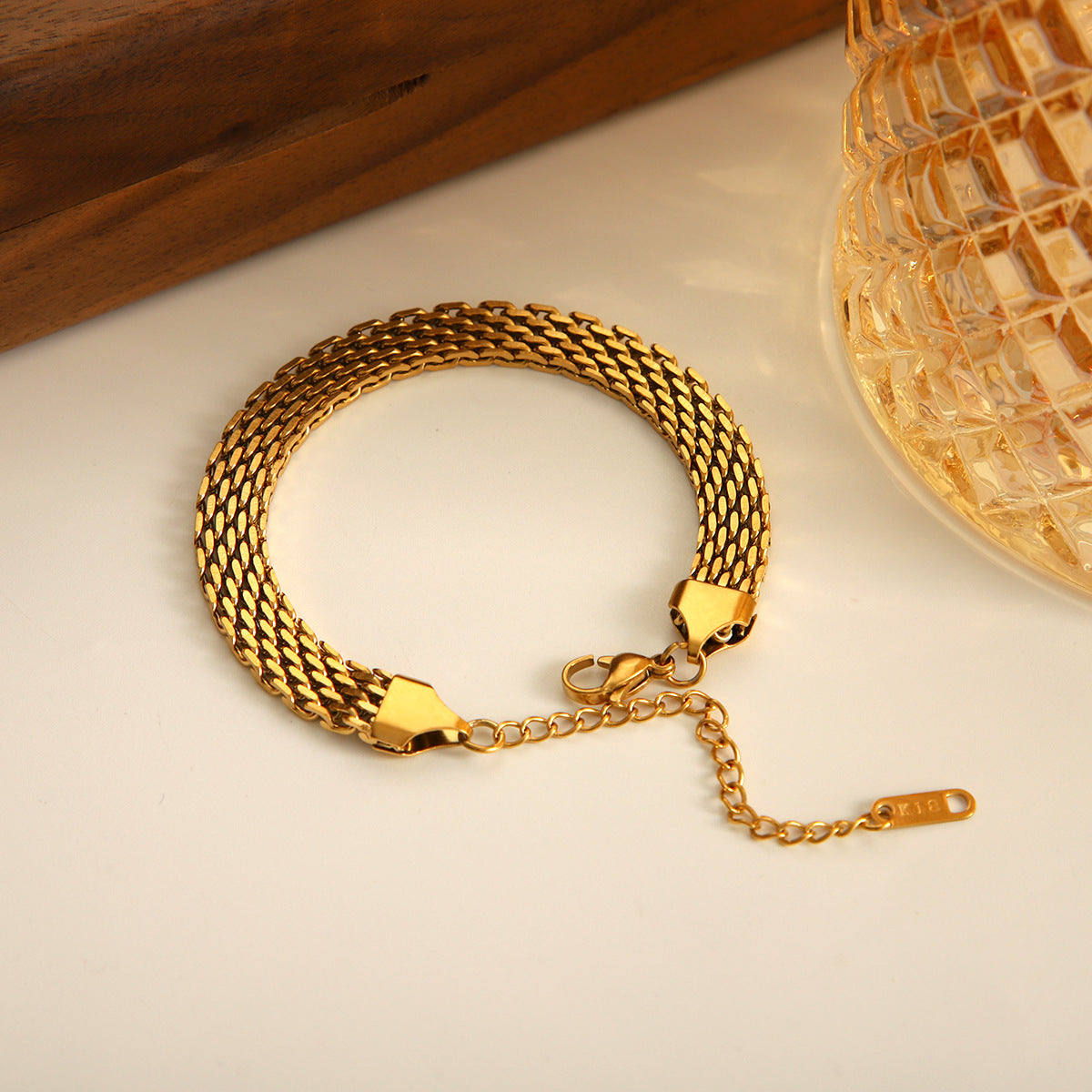 Ins Style Geometric Titanium Steel Plated 18K Gold Stainless Steel Bracelet for Women