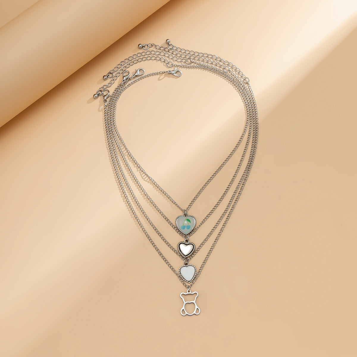 Hip-hop Minimalist Heart Titanium Steel Plated Curb Chain Necklace Set for Women