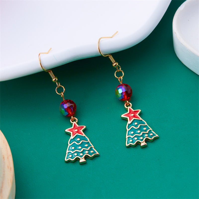 Ins Style Snowflake Shaped Zinc Alloy Dripped Enamel Long Tassel Earrings for Women