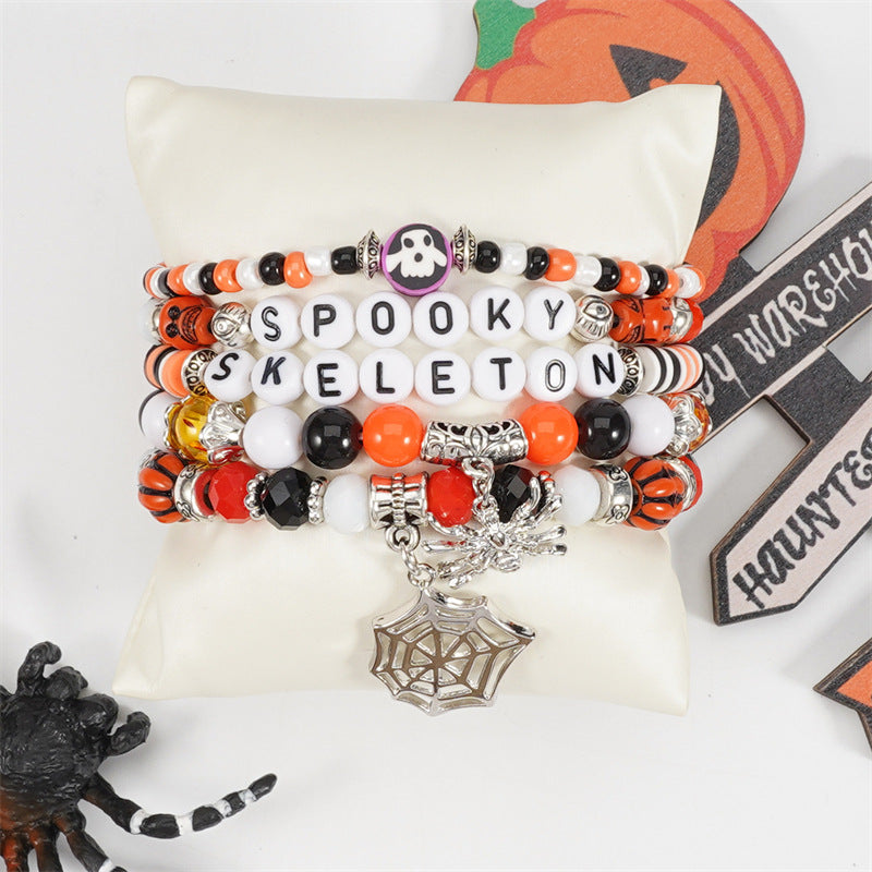 Juego de pulseras de cuentas con letras unisex casuales con colgante, pulsera de moda electrochapada de aleación para recuerdo de viaje