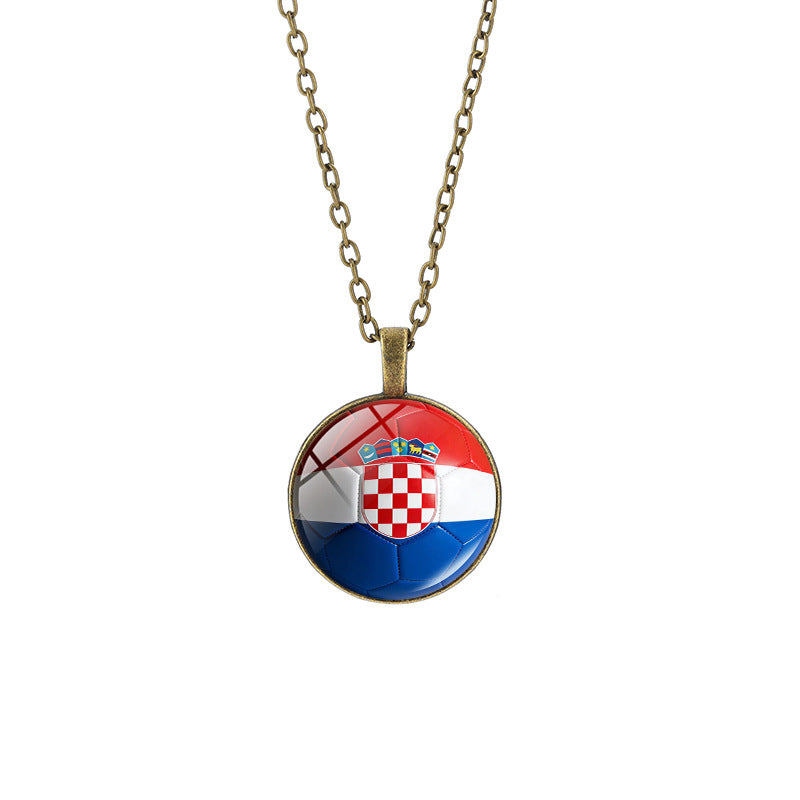 Sporty Round Geometric Alloy Plated Pendant Necklace with Crystal Charm for Unisex