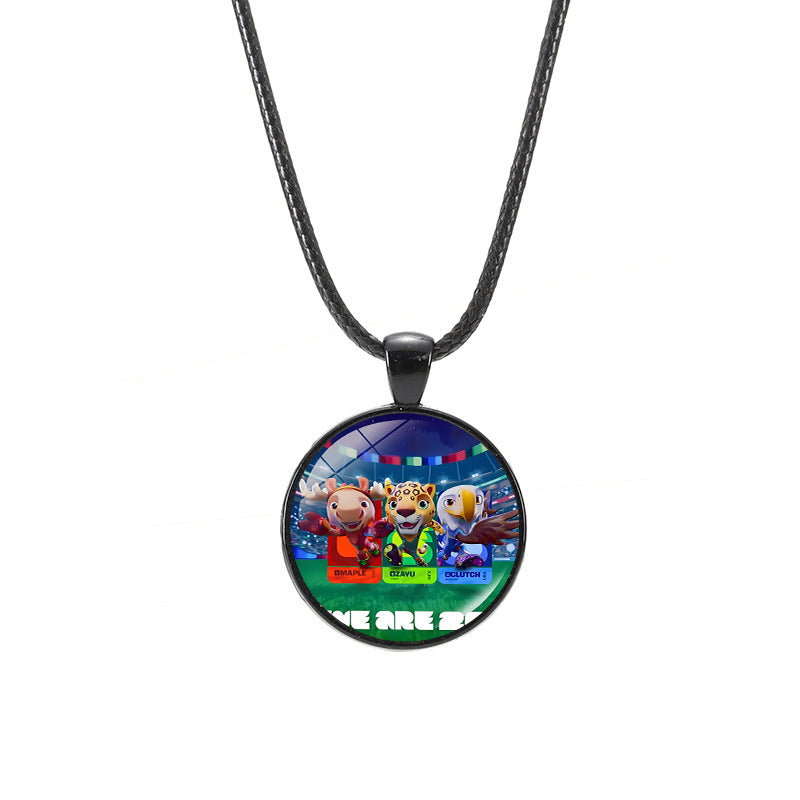 Sporty Geometric Crystal Alloy Pendant Necklace Unisex Casual Leather Cord