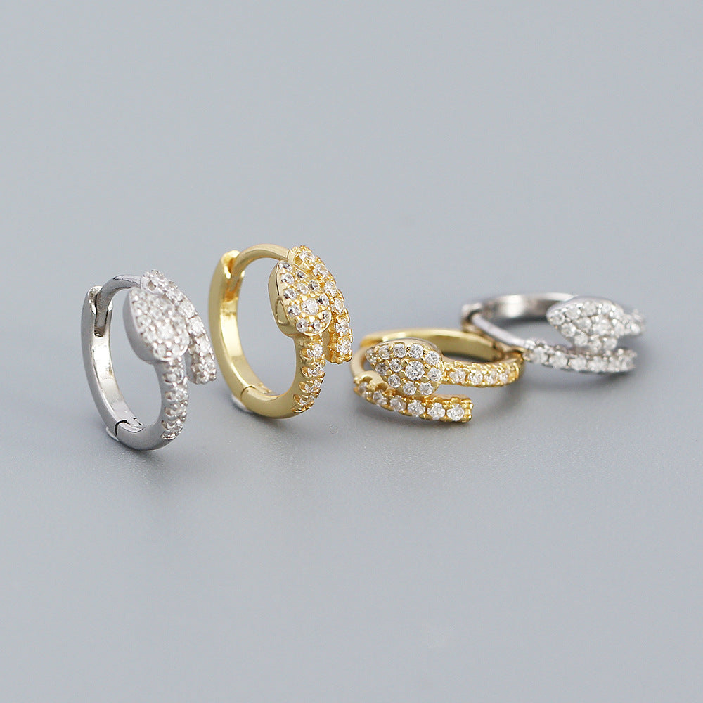 Sweet Streetwear 925 Sterling Silver Animal Cubic Zirconia Hoop Earrings