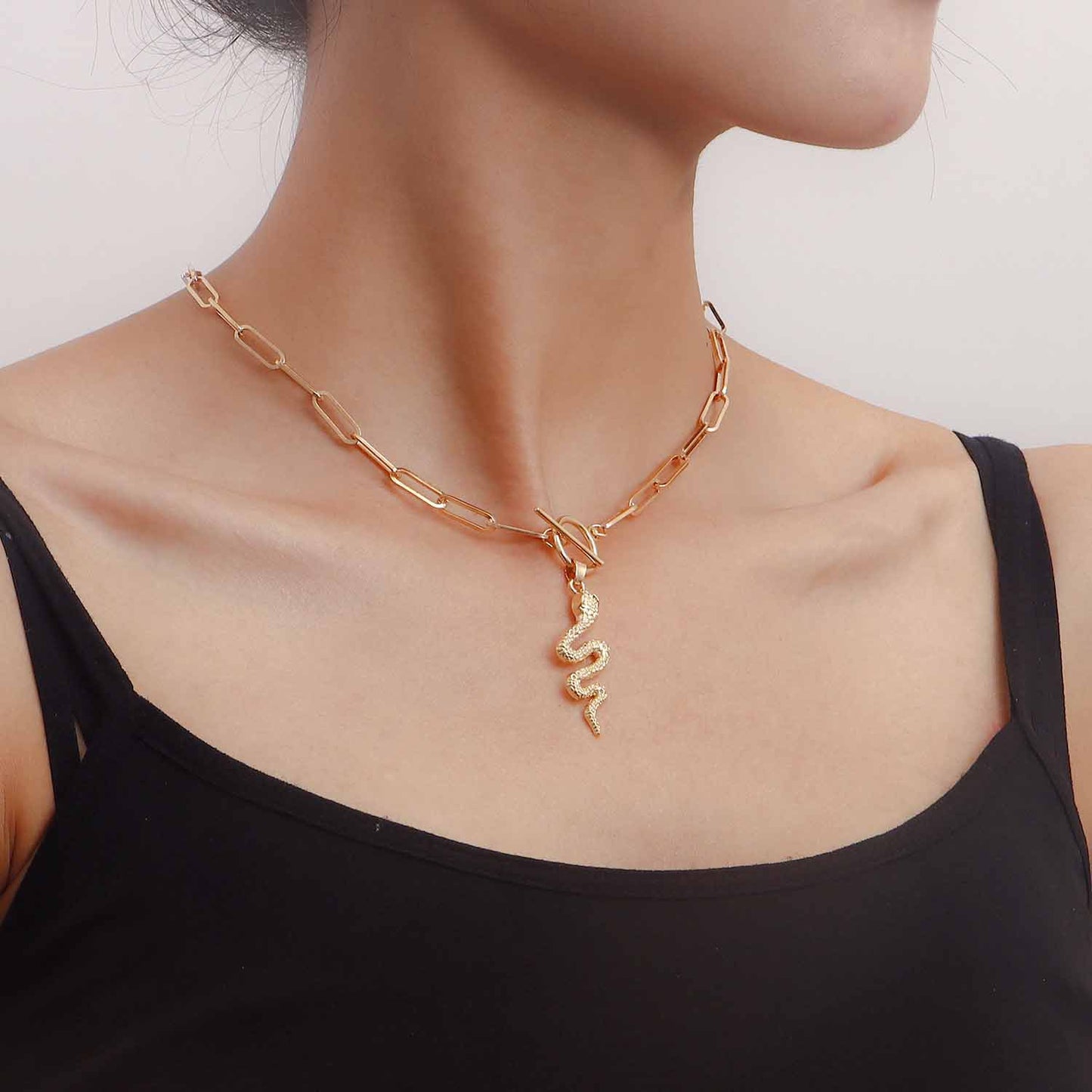 Minimalist Vintage Geometric Pendant Necklace with Tassel Detail and Snake Chain in Alloy with Plated Finish
