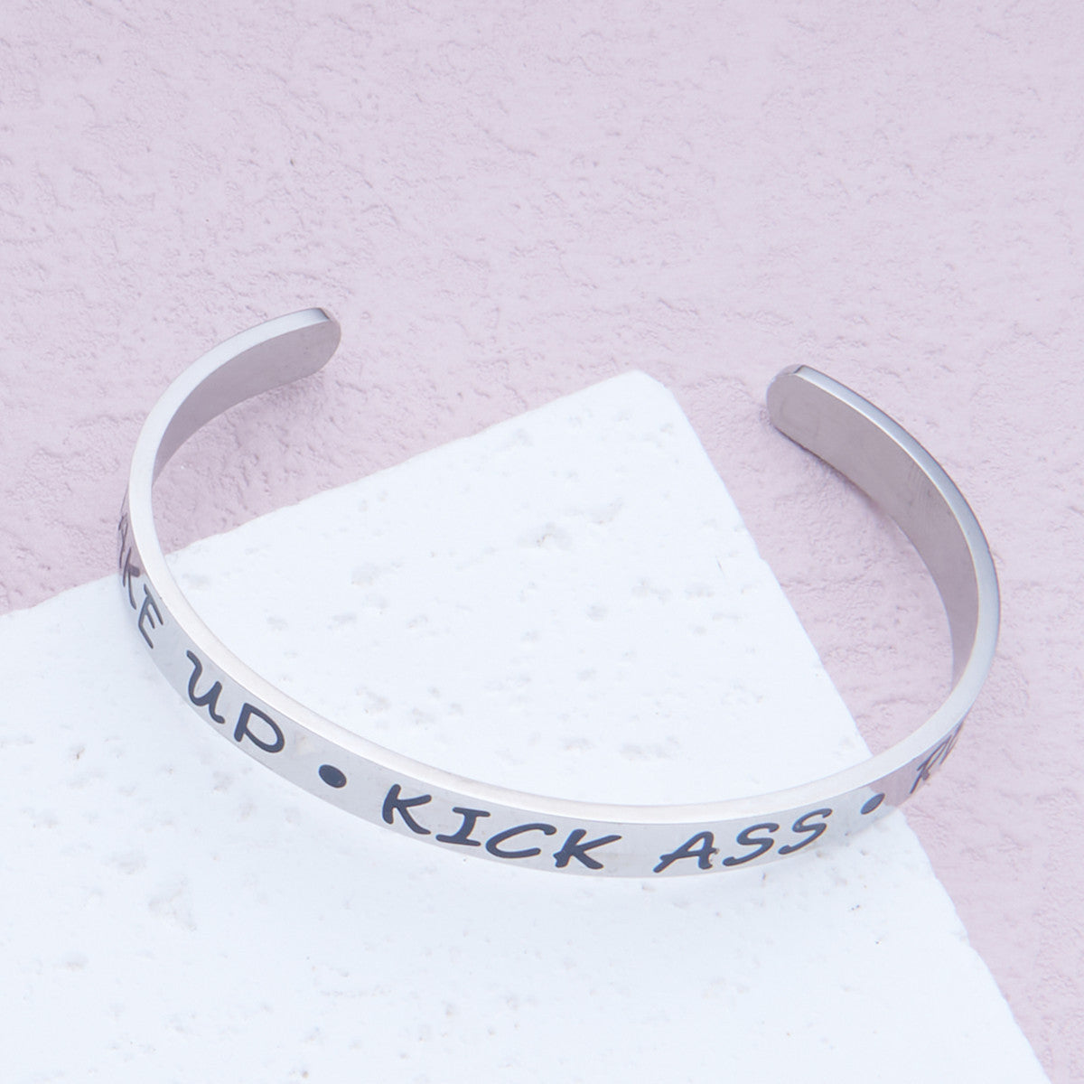Pulsera ajustable de acero inoxidable con forma de C y diseño de letras, joyería plateada para mujer