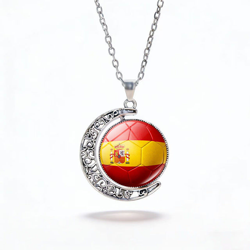 Casual Unisex Alloy Plated Moon Geometric Pendant Crystal Necklace