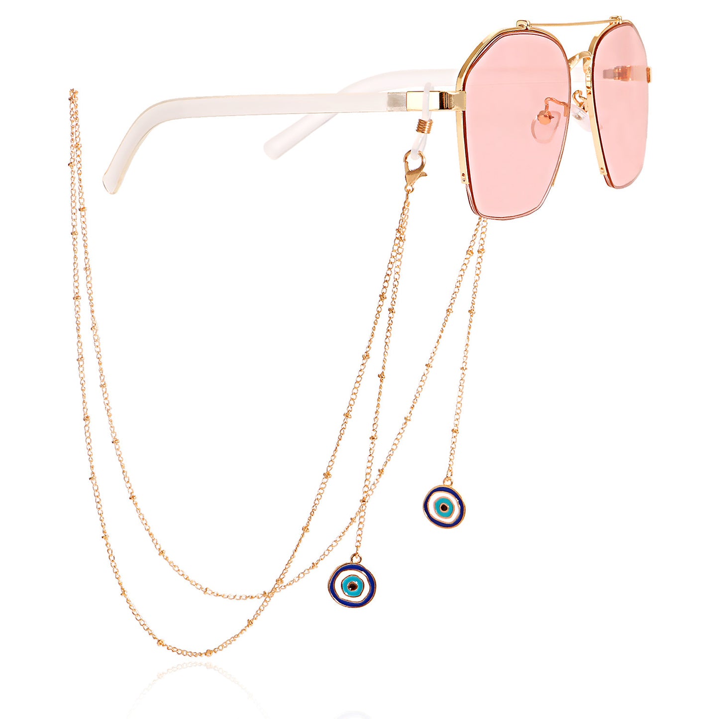 Fashion Butterfly Beaded Tassel Evil Eye Eyeglass Chain Alloy