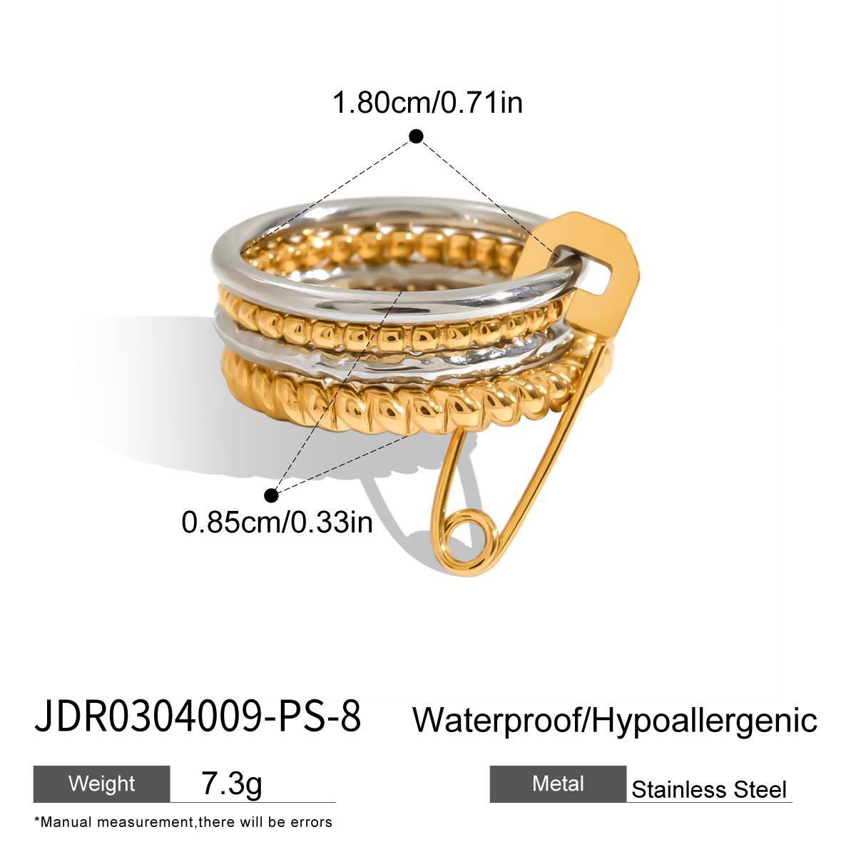 Anillo minimalista geométrico de titanio y acero con detalles de perlas, anillo de moda hipoalergénico de acero inoxidable para mujer