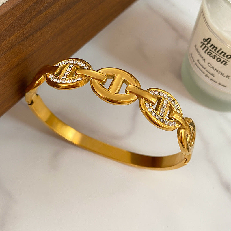 Oval Geometric Plated Titanium Steel Bracelet