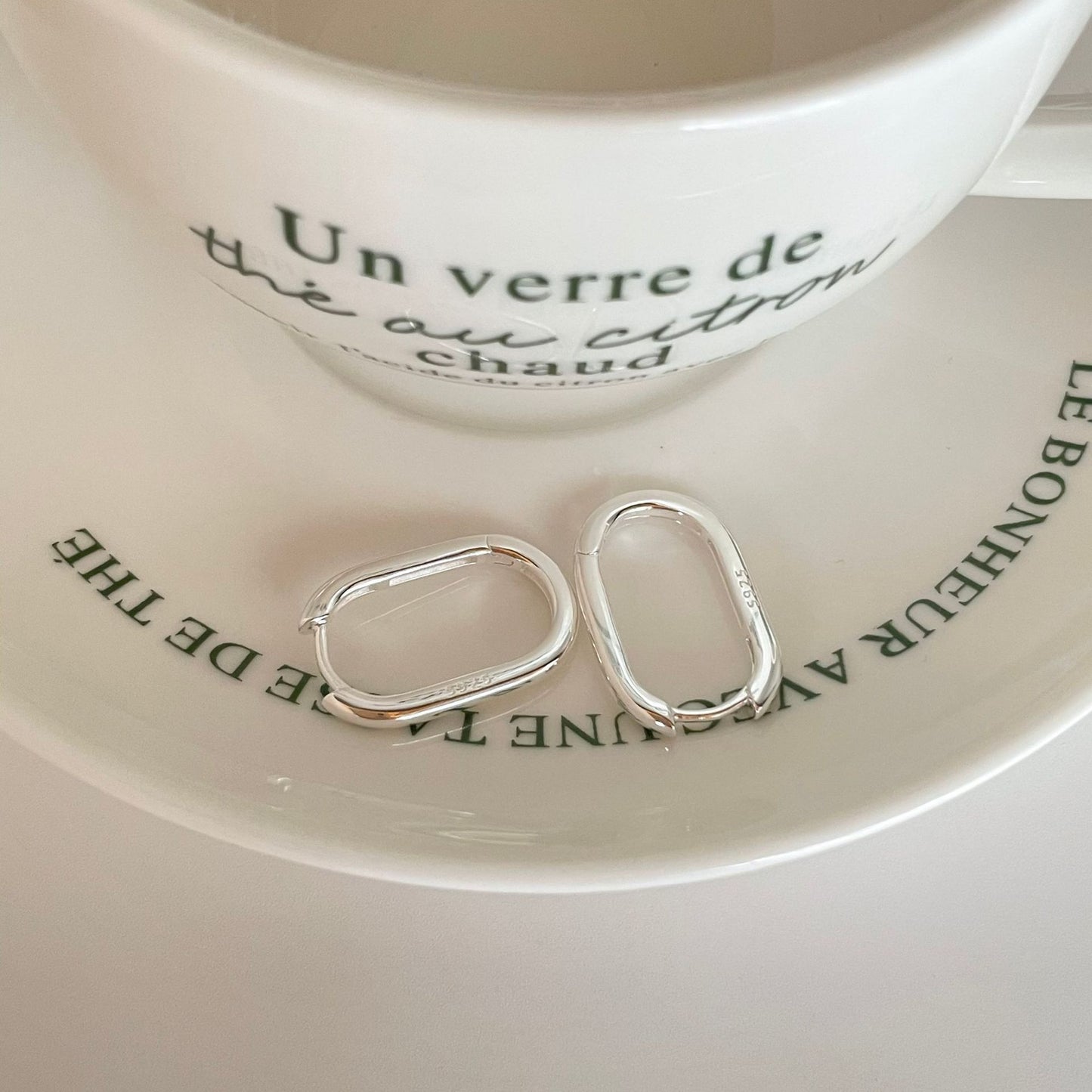 Pendientes de aro geométricos ovalados redondos chapados en oro, de plata de ley 925, minimalistas vintage