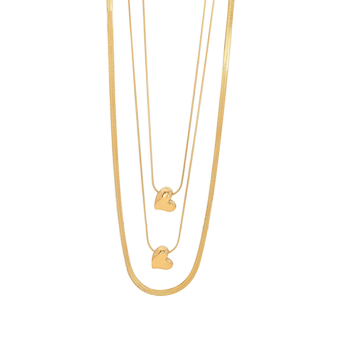Collana da Donna Elegante Stile OL con Ciondolo a Cuore in Acciaio Inossidabile, Finitura Placcata e Catena a Serpente