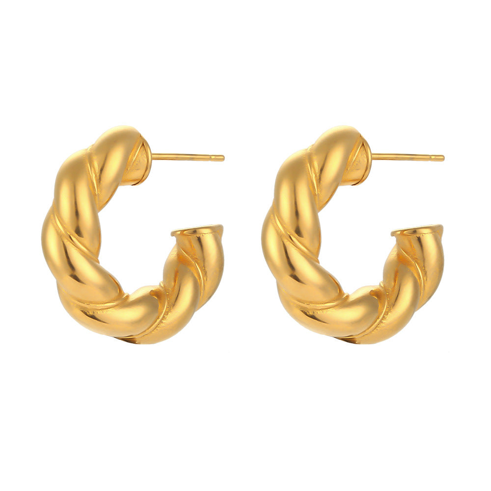 Orecchini a Cerchio Minimalisti Geometrici alla Moda in Acciaio Inossidabile con Placcatura in Oro 18K da Donna