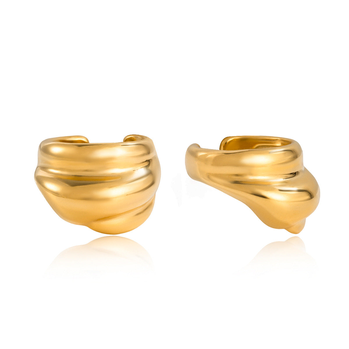 Orecchini a Cerchio Geometrici di Lusso da Donna, in Acciaio Inossidabile Placcato Oro 18K, di Moda, per Pendolari, a Clip