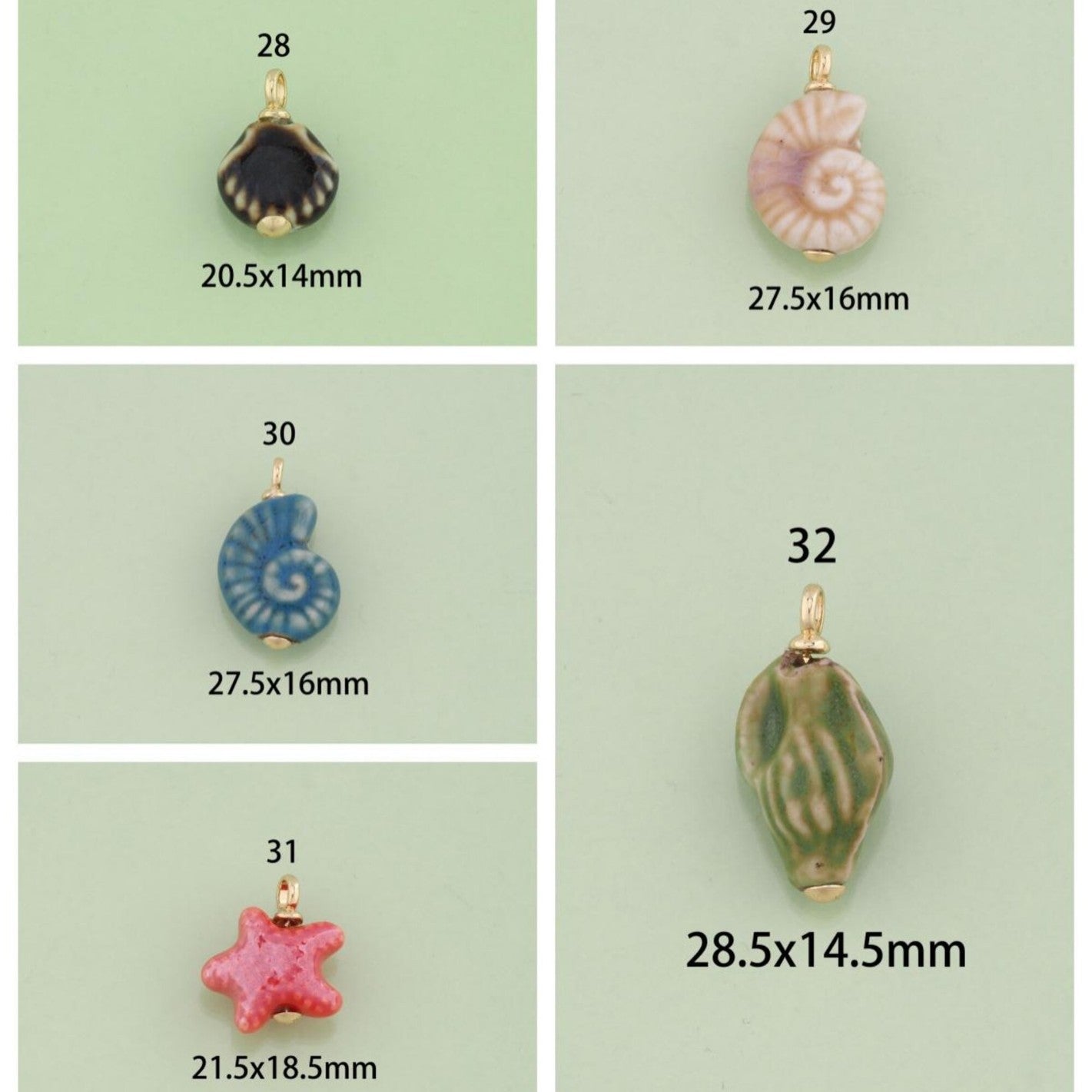 Vintage 18K Gold Plated Stainless Steel Flower Fish Round Ceramic Pendant Ball Chain Necklace