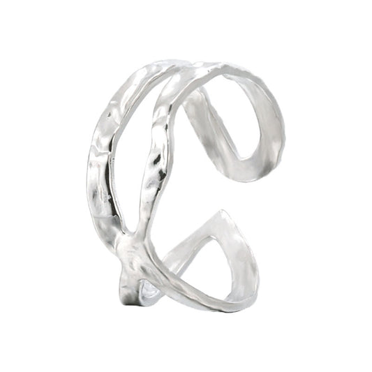 Minimalist Irregular Asymmetrical Stainless Steel Open Ring for Women Titanium Steel Band Fashion Commuter Style