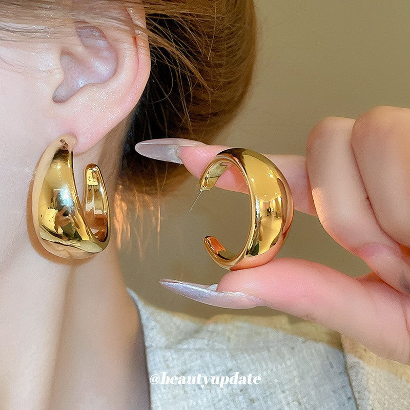 Orecchini a Cerchio Geometrici in Ferro Placcato Argento da Donna, Stile Minimalista Casual per Ufficio, Gioielli Eleganti di Ispirazione Vintage per Tutti i Giorni