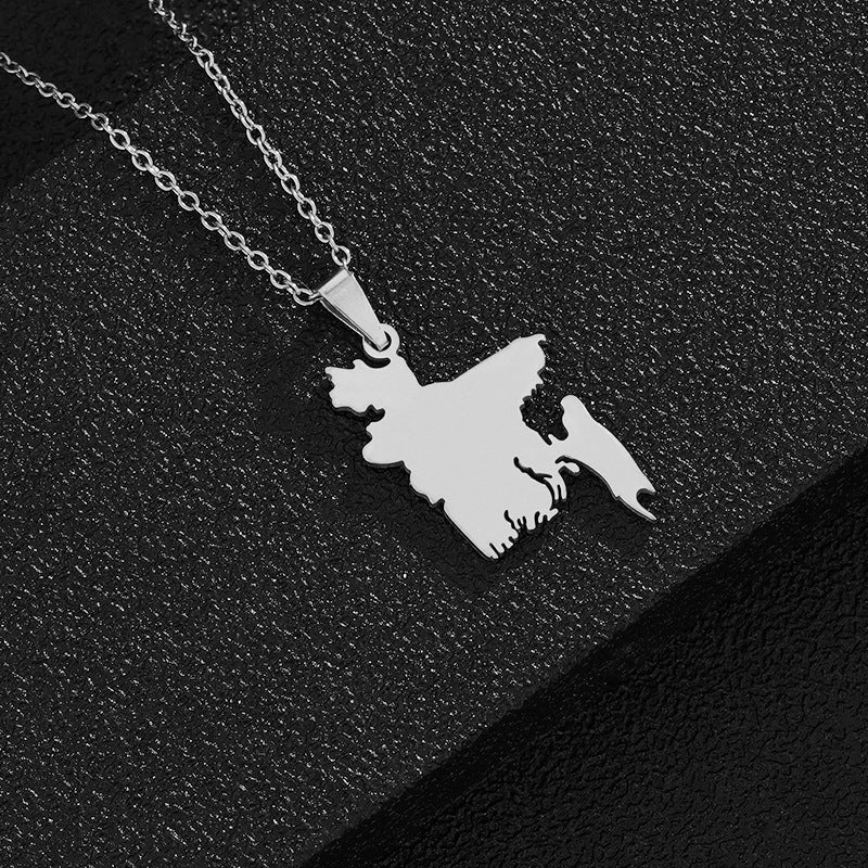 Collana con ciondolo geometrico vintage in acciaio inossidabile con finitura smaltata, gioielli di moda unisex