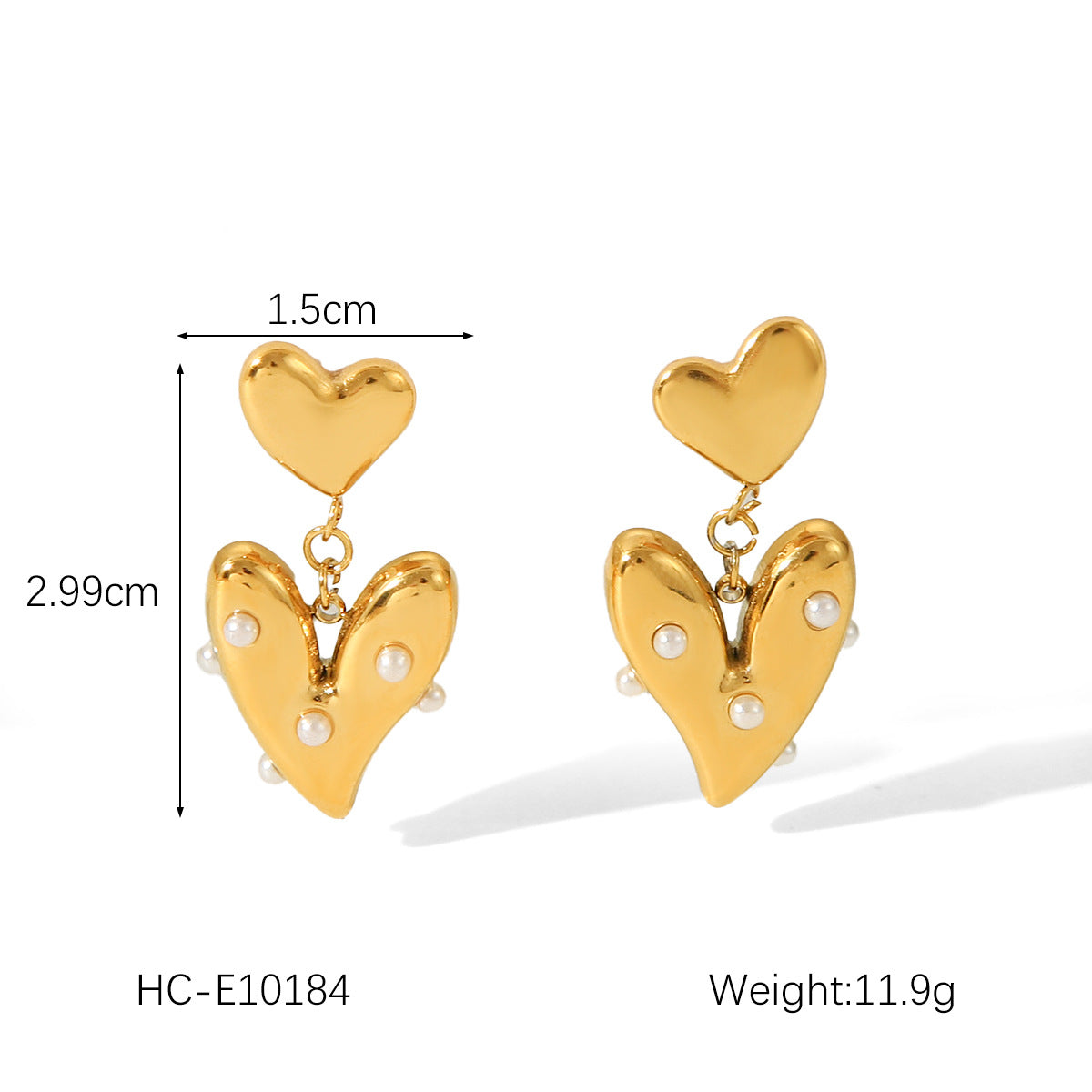 Geometric Stainless Steel Earrings for Women with 18K Gold Plating and Hammered Texture Titanium Steel Finish