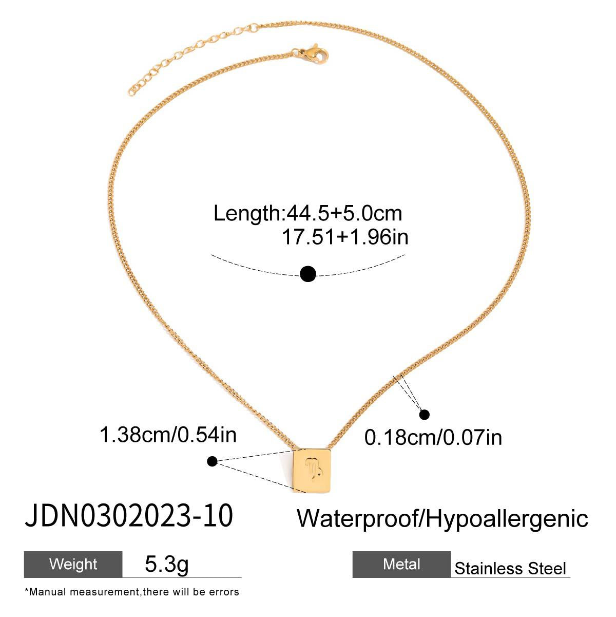 Minimalist Elegant Geometric Square Stainless Steel Plated Necklace for Women