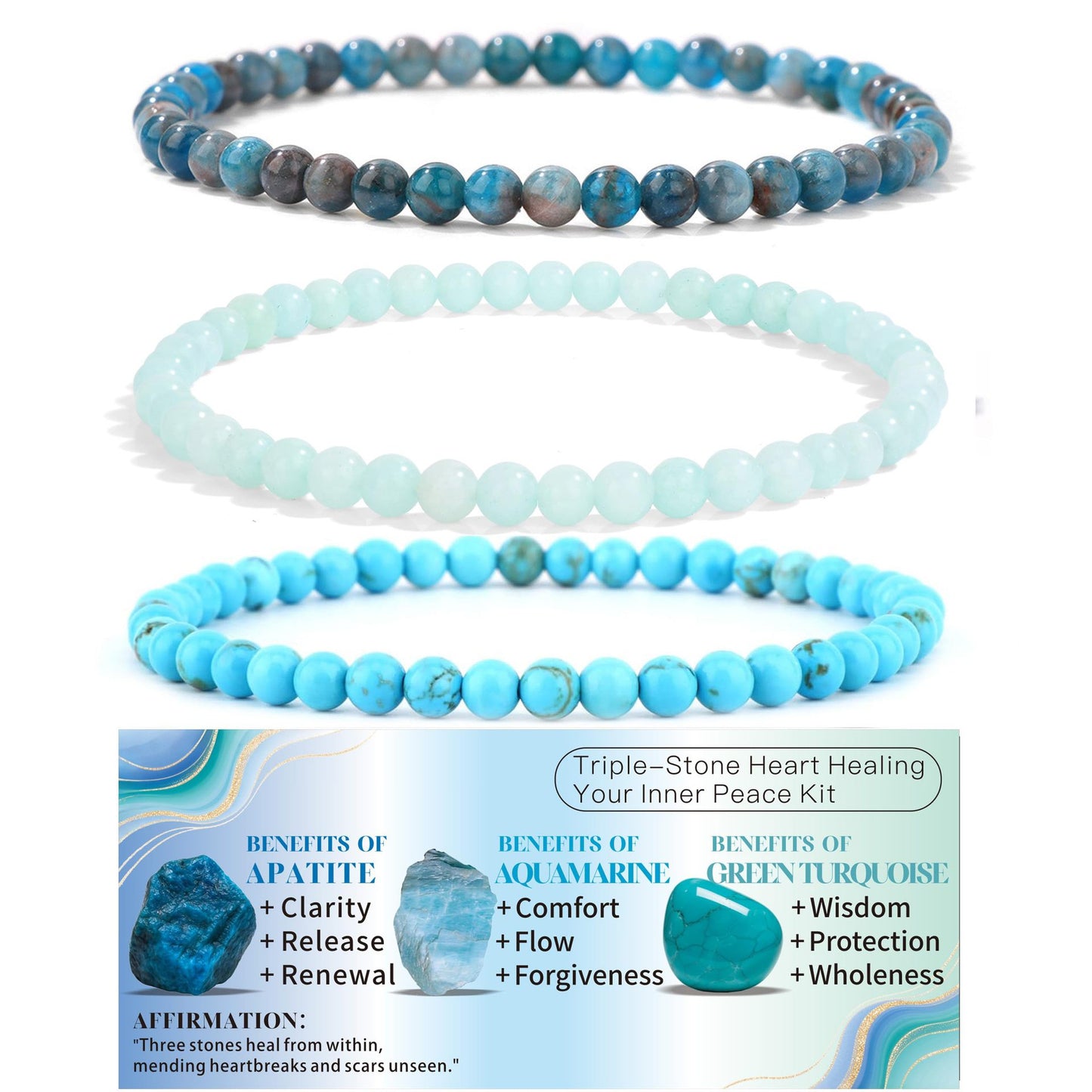 Ethnic Natural Stone Beaded Bracelet Set Round Tiger Eye Gemstone Handmade Unisex Jewelry