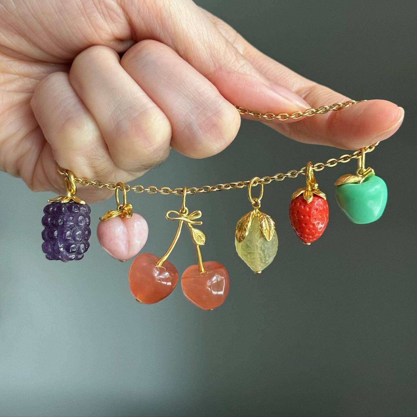 Sweet Fruit Charm Bar Titanium Steel Plated Necklace for Women