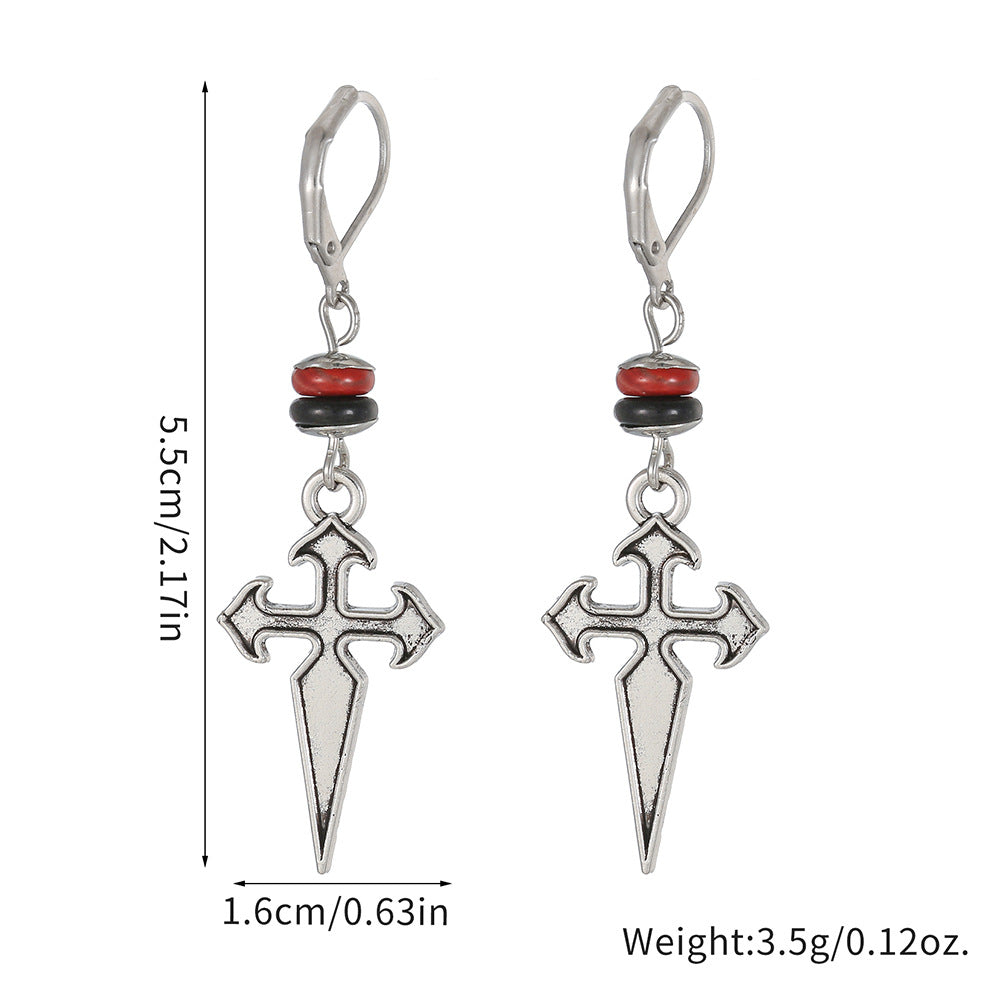 Vintage Bohemian Leaf Cross Geometric Alloy and Brass Earrings with Turquoise and Imitation Pearl