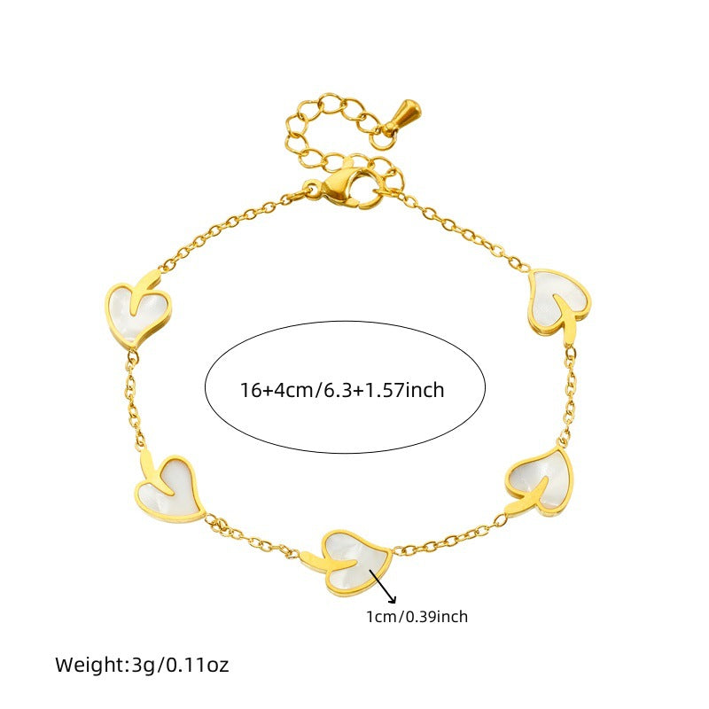 Minimalist Sweet Plant Leaf Stainless Steel Plated Jewelry Set for Women