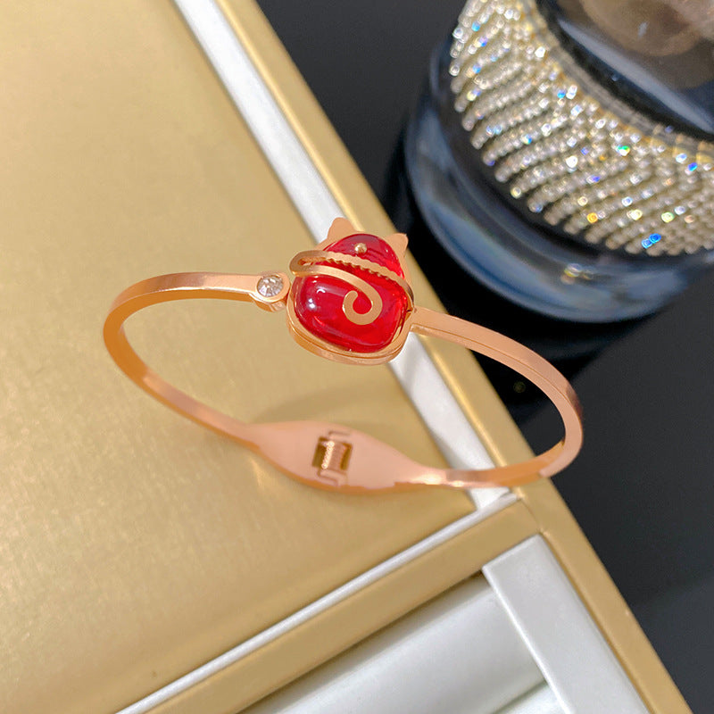 Minimalist Luxury Geometric Titanium Steel Plated Bracelet for Women