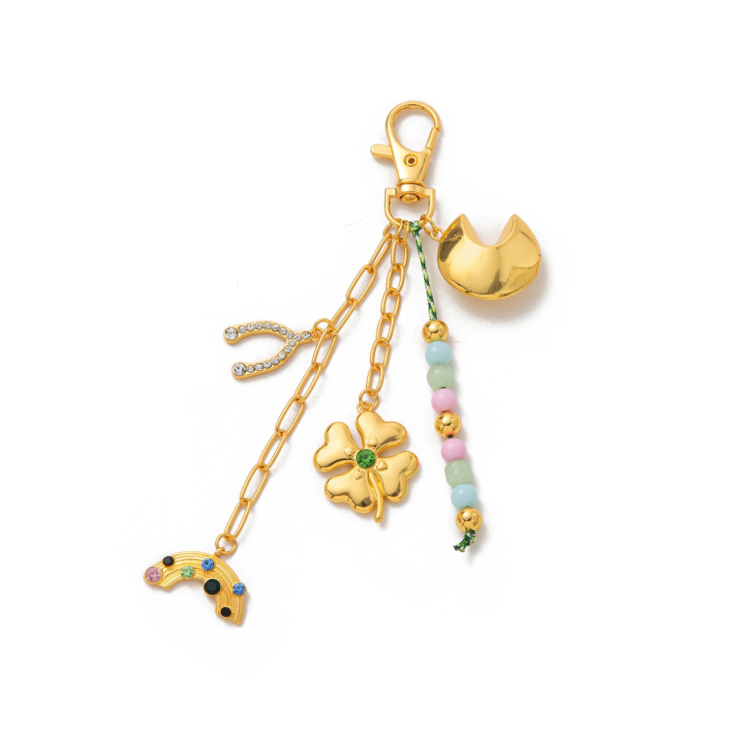 18K Gold Plated Brass Lucky Cat Animal Charm Bar for Bag Keychain DIY Accessories