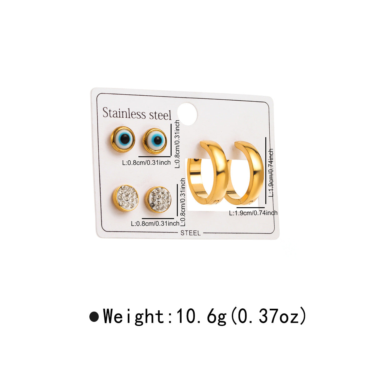 Pendientes Minimalistas de Acero Inoxidable en Forma de Mariposa con Incrustaciones de Pedrería y Acabado Esmaltado
