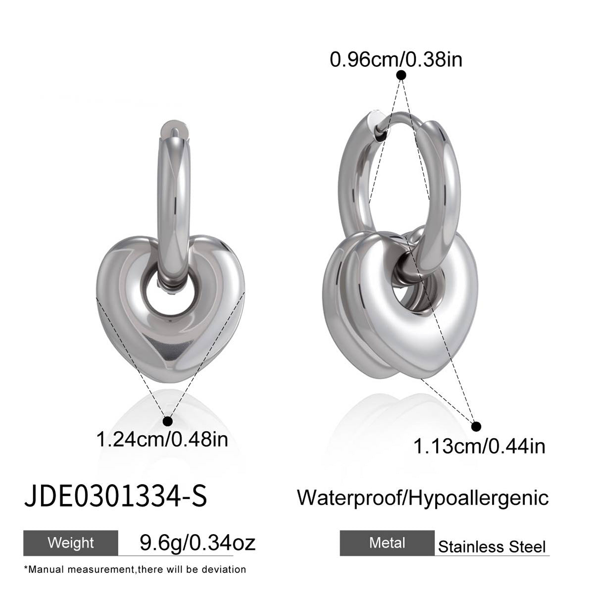 Elegant Heart Plated Stainless Steel Earrings for Women