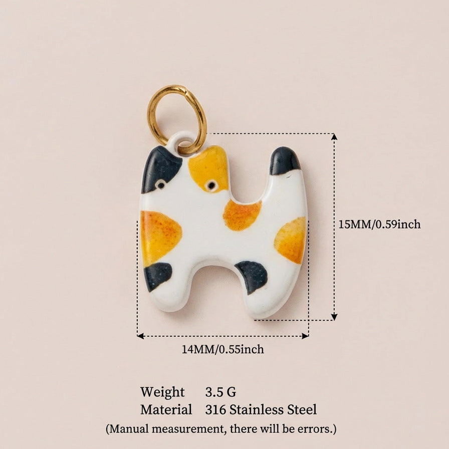 Luxury Casual 18K Gold Plated Titanium Steel Cat Animal Charm Bar