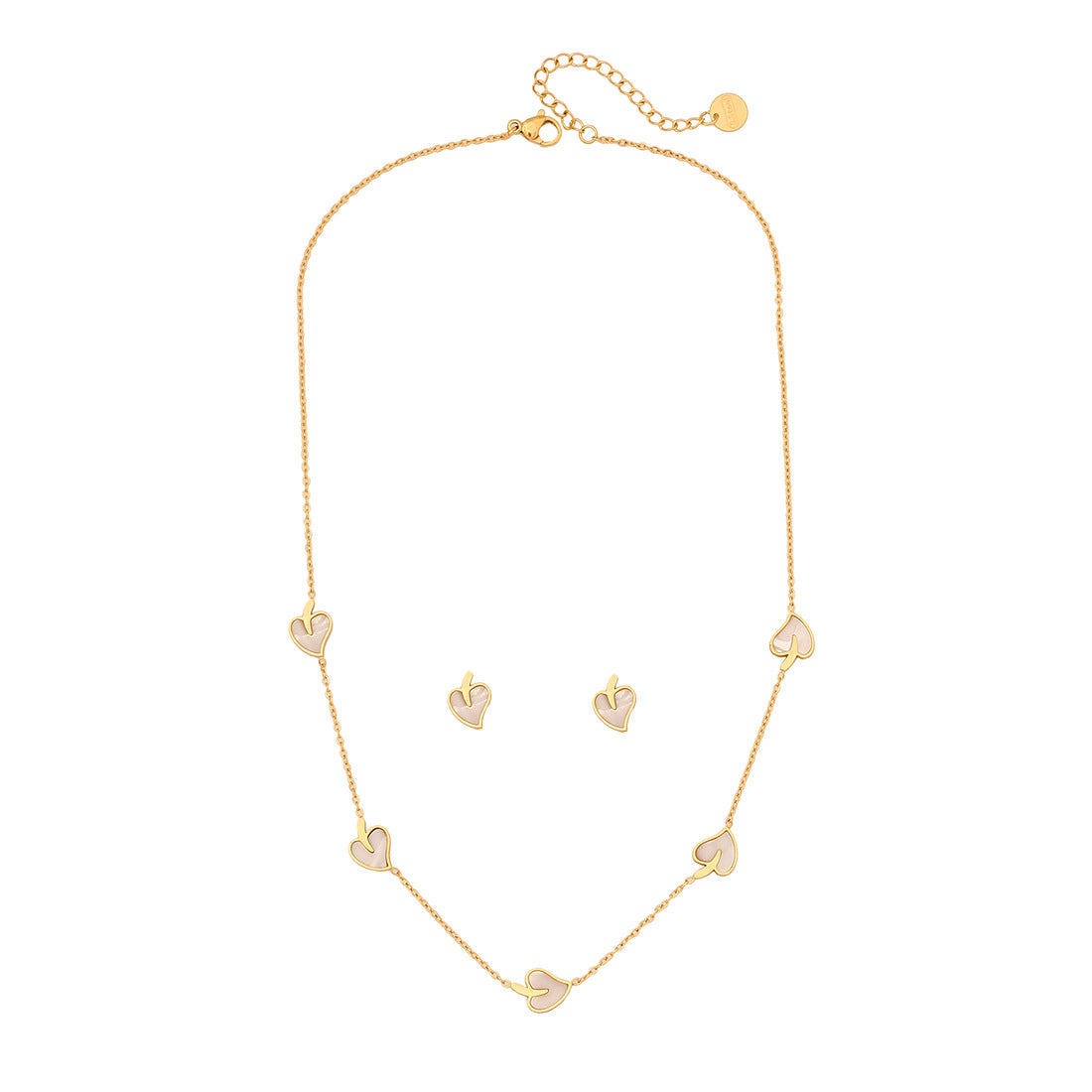 Collana da donna con ciondolo a cuore in acciaio inossidabile, stile OL, con finitura placcata e catena a maglie.